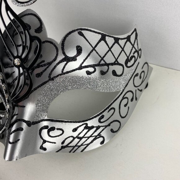 Masquerade Fancy Disguise Party Custom Dress Up Mystery Black Gray Tie Back B - Picture 6 of 6